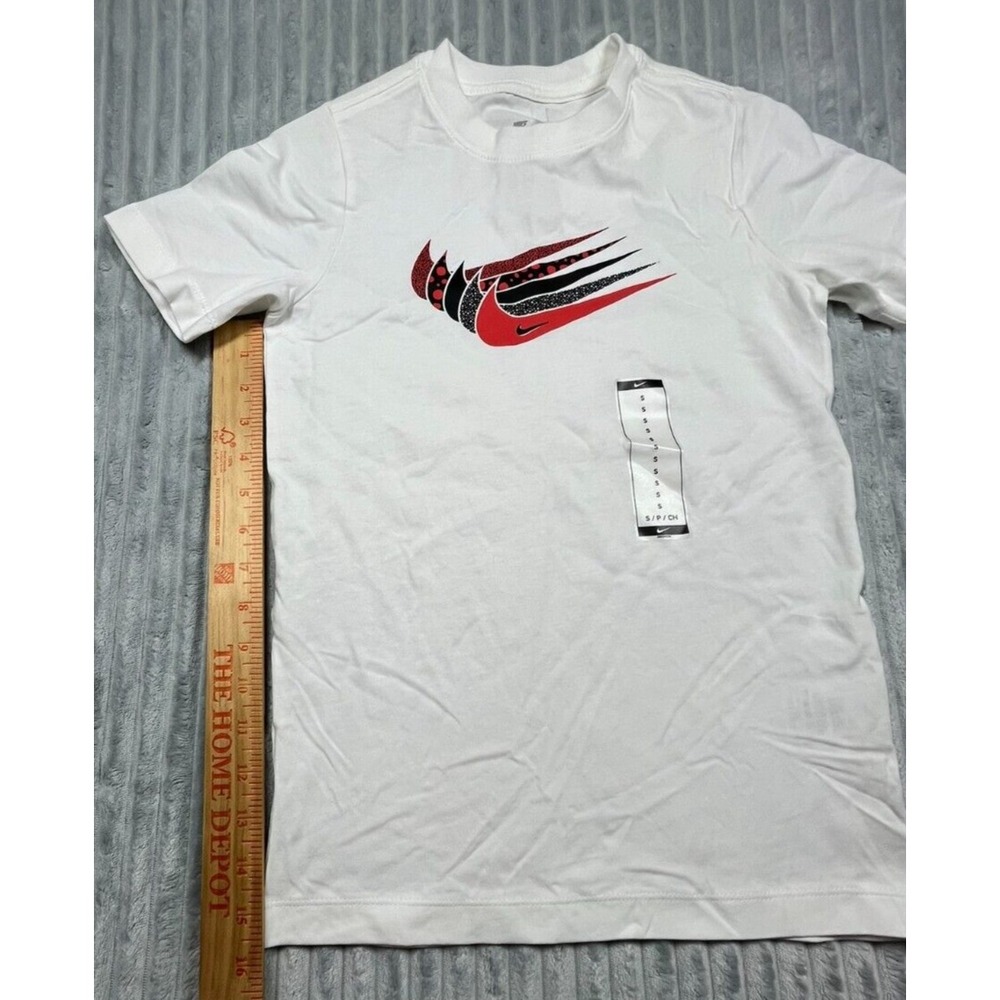 Nike Shirt Youth Unisex S The Nike Tee‎ Short Sleeve Swoosh Logos White - Picture 10 of 14